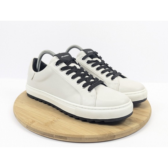 Karl Lagerfeld Paris Shoes Leather Low Top Mens 9 Gray White Casual City Trek